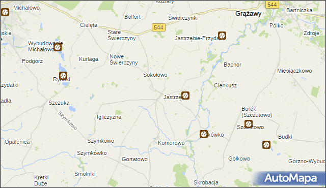 mapa Jastrzębie gmina Bartniczka, Jastrzębie gmina Bartniczka na mapie Targeo