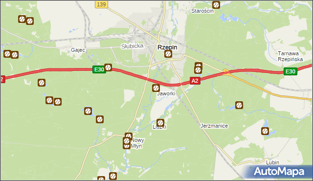 mapa Jaworki gmina Rzepin, Jaworki gmina Rzepin na mapie Targeo