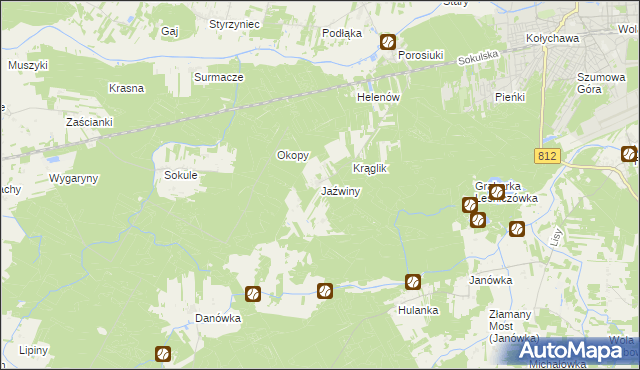 mapa Jaźwiny gmina Biała Podlaska, Jaźwiny gmina Biała Podlaska na mapie Targeo