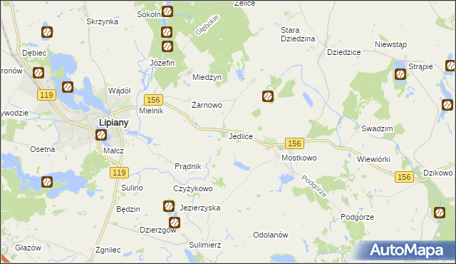 mapa Jedlice gmina Lipiany, Jedlice gmina Lipiany na mapie Targeo