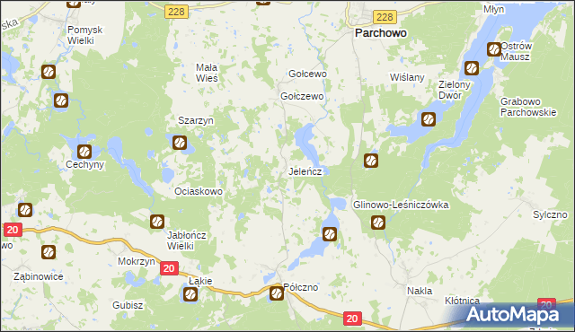 mapa Jeleńcz gmina Parchowo, Jeleńcz gmina Parchowo na mapie Targeo