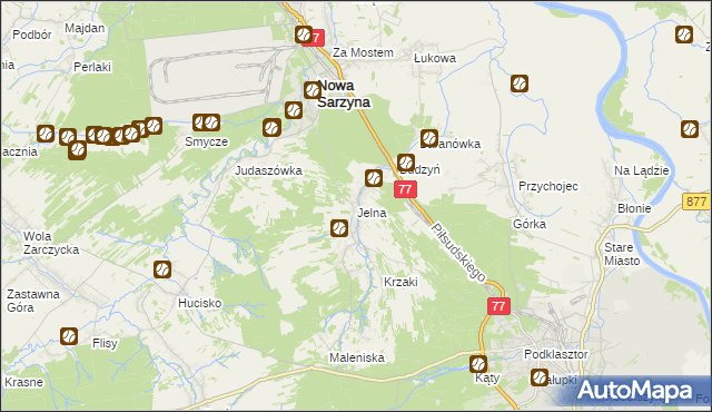 mapa Jelna gmina Nowa Sarzyna, Jelna gmina Nowa Sarzyna na mapie Targeo