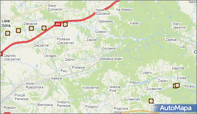 mapa Jodłówka-Wałki, Jodłówka-Wałki na mapie Targeo