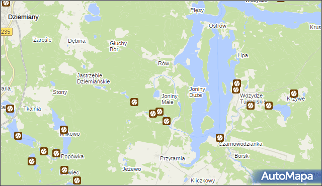 mapa Joniny Małe, Joniny Małe na mapie Targeo