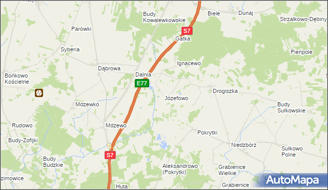 mapa Józefowo gmina Strzegowo, Józefowo gmina Strzegowo na mapie Targeo