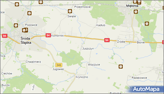 mapa Juszczyn gmina Środa Śląska, Juszczyn gmina Środa Śląska na mapie Targeo