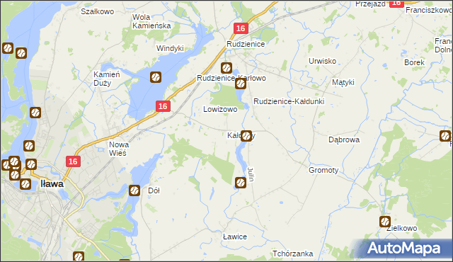 mapa Kałduny gmina Iława, Kałduny gmina Iława na mapie Targeo