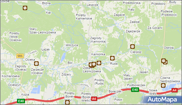 mapa Kamionka gmina Ostrów, Kamionka gmina Ostrów na mapie Targeo