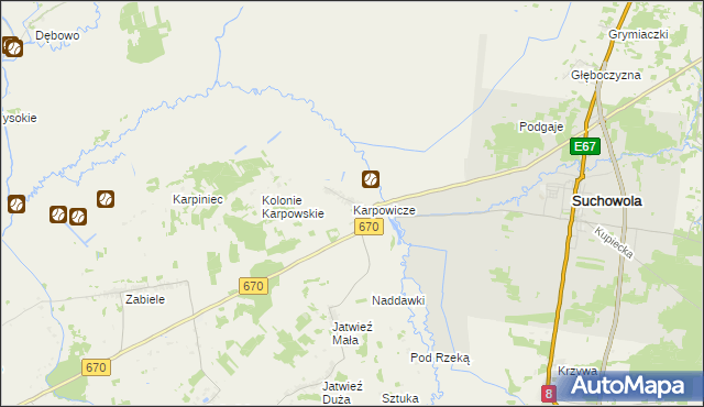 mapa Karpowicze, Karpowicze na mapie Targeo