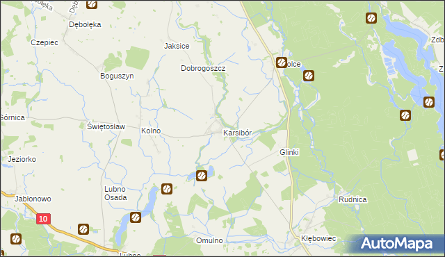 mapa Karsibór gmina Wałcz, Karsibór gmina Wałcz na mapie Targeo