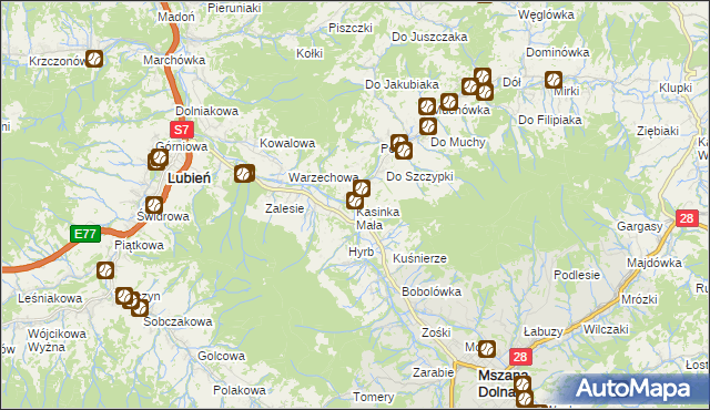 mapa Kasinka Mała, Kasinka Mała na mapie Targeo