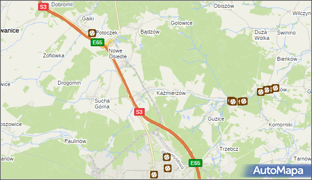 mapa Kaźmierzów, Kaźmierzów na mapie Targeo