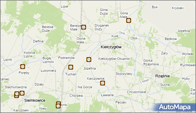 mapa Kiełczygłów-Okupniki, Kiełczygłów-Okupniki na mapie Targeo