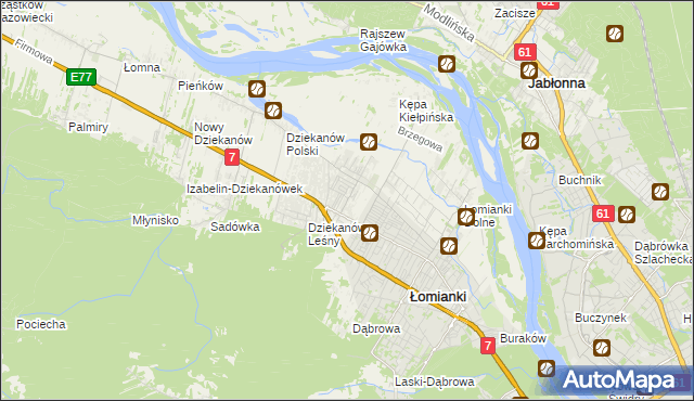 mapa Kiełpin gmina Łomianki, Kiełpin gmina Łomianki na mapie Targeo