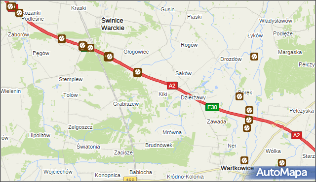 mapa Kiki gmina Wartkowice, Kiki gmina Wartkowice na mapie Targeo