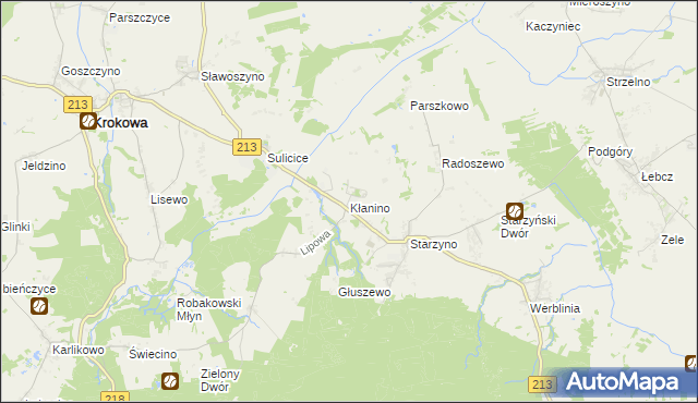 mapa Kłanino gmina Krokowa, Kłanino gmina Krokowa na mapie Targeo