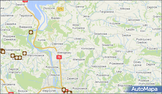 mapa Klimkówka gmina Chełmiec, Klimkówka gmina Chełmiec na mapie Targeo