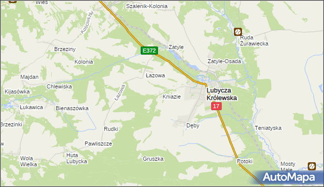 mapa Kniazie gmina Lubycza Królewska, Kniazie gmina Lubycza Królewska na mapie Targeo