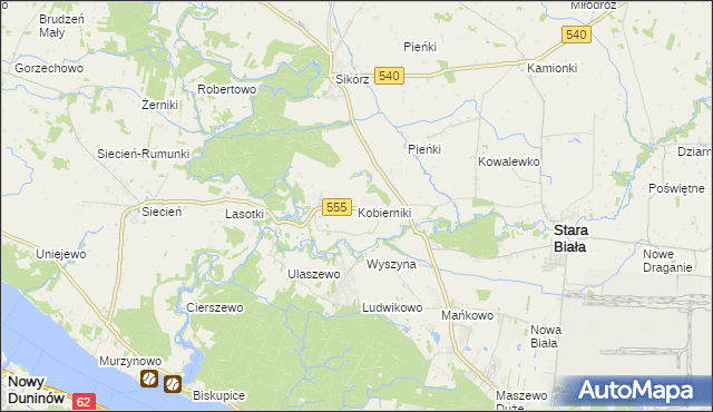 mapa Kobierniki gmina Stara Biała, Kobierniki gmina Stara Biała na mapie Targeo