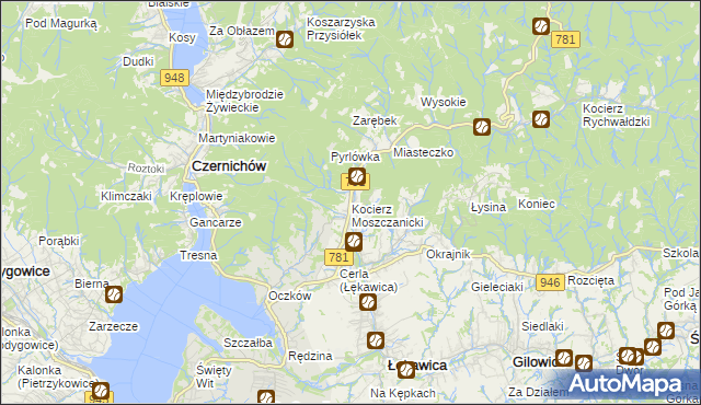 mapa Kocierz Moszczanicki, Kocierz Moszczanicki na mapie Targeo