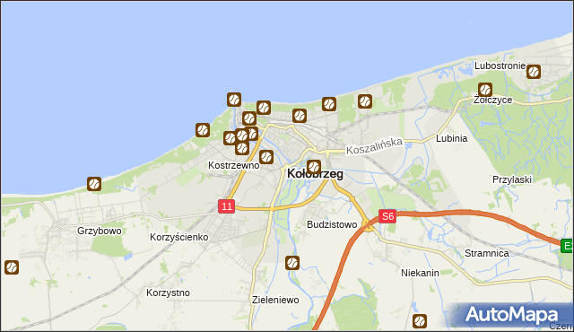 mapa Kołobrzegu, Kołobrzeg na mapie Targeo