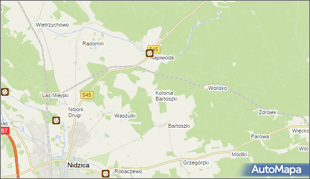 mapa Kolonia Bartoszki, Kolonia Bartoszki na mapie Targeo