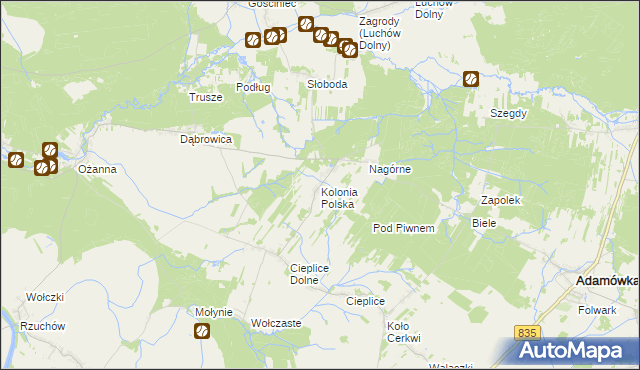 mapa Kolonia Polska, Kolonia Polska na mapie Targeo
