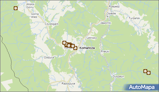 mapa Komańcza, Komańcza na mapie Targeo