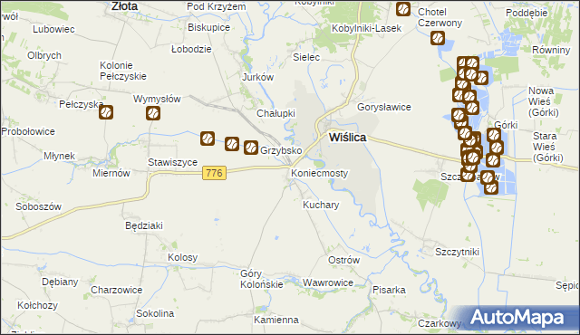 mapa Koniecmosty, Koniecmosty na mapie Targeo