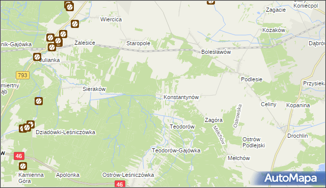 mapa Konstantynów gmina Lelów, Konstantynów gmina Lelów na mapie Targeo