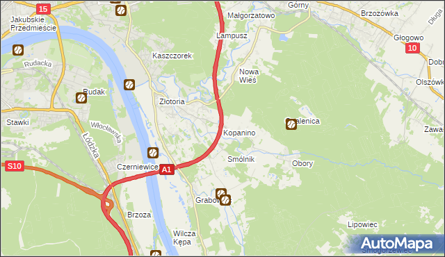 mapa Kopanino gmina Lubicz, Kopanino gmina Lubicz na mapie Targeo