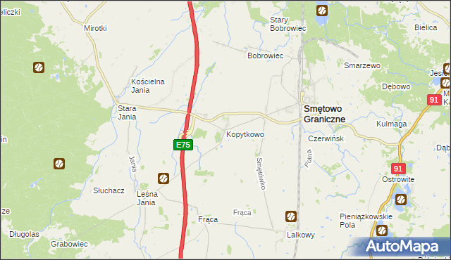 mapa Kopytkowo gmina Smętowo Graniczne, Kopytkowo gmina Smętowo Graniczne na mapie Targeo