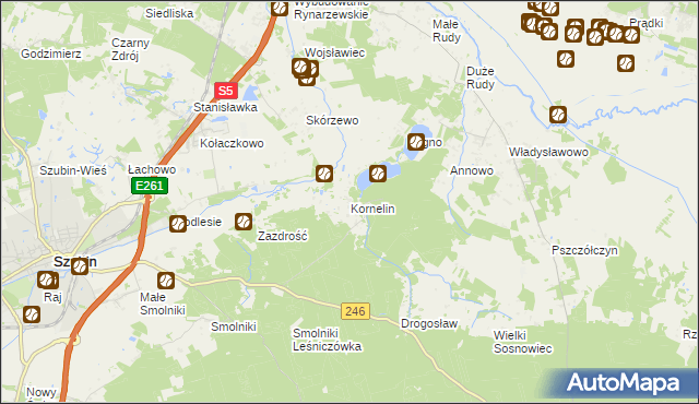 mapa Kornelin gmina Szubin, Kornelin gmina Szubin na mapie Targeo
