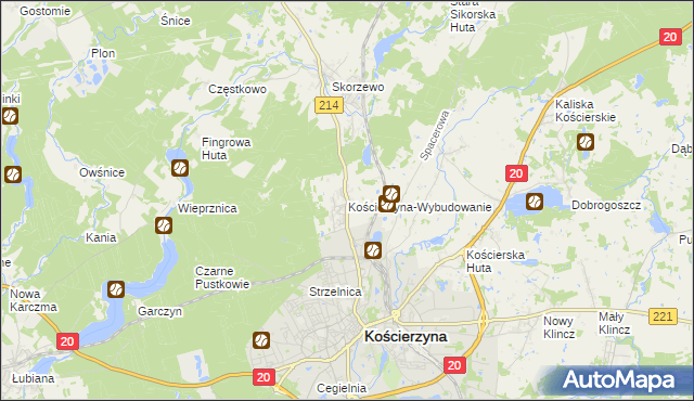 mapa Kościerzyna-Wybudowanie, Kościerzyna-Wybudowanie na mapie Targeo