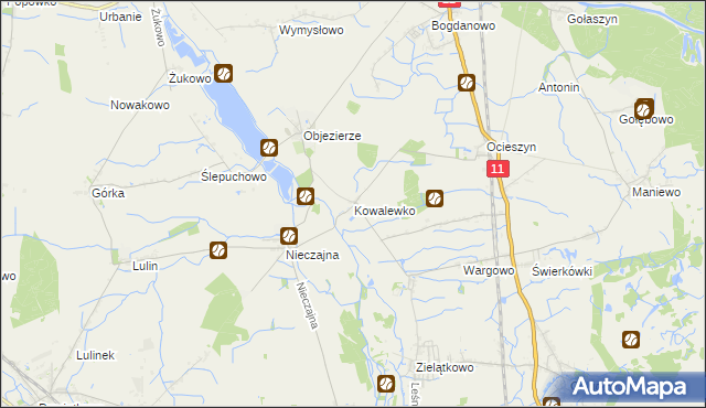mapa Kowalewko gmina Oborniki, Kowalewko gmina Oborniki na mapie Targeo