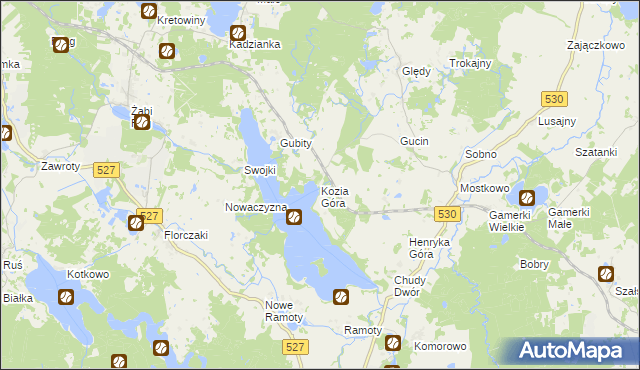 mapa Kozia Góra gmina Łukta, Kozia Góra gmina Łukta na mapie Targeo