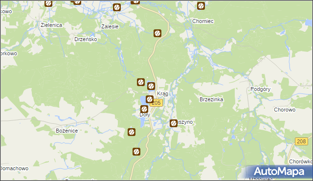mapa Krąg gmina Polanów, Krąg gmina Polanów na mapie Targeo