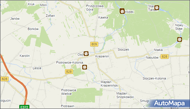 mapa Krasienin, Krasienin na mapie Targeo