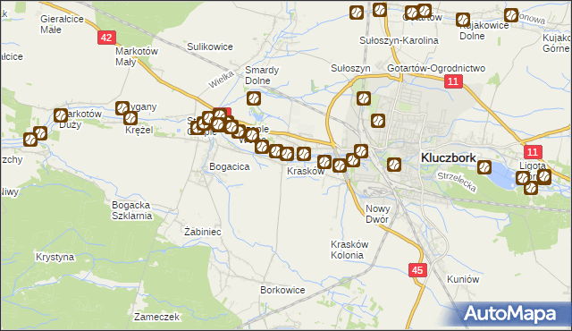 mapa Krasków gmina Kluczbork, Krasków gmina Kluczbork na mapie Targeo