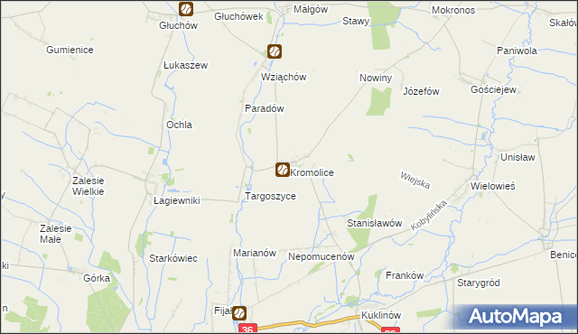 mapa Kromolice gmina Pogorzela, Kromolice gmina Pogorzela na mapie Targeo