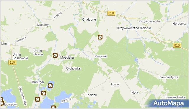 mapa Kropiwki, Kropiwki na mapie Targeo