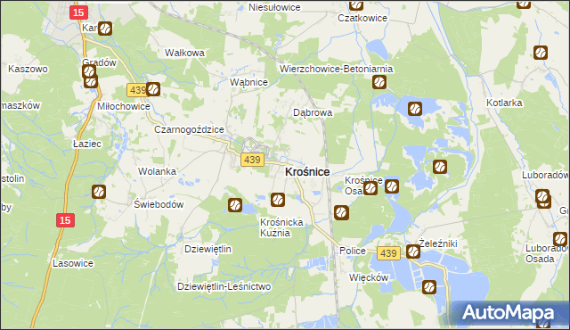 mapa Krośnice powiat milicki, Krośnice powiat milicki na mapie Targeo