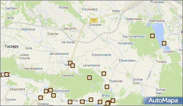 mapa Krzczonowice gmina Staszów, Krzczonowice gmina Staszów na mapie Targeo