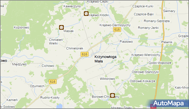 mapa Krzynowłoga Mała, Krzynowłoga Mała na mapie Targeo