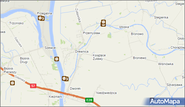 mapa Książęce Żuławy, Książęce Żuławy na mapie Targeo