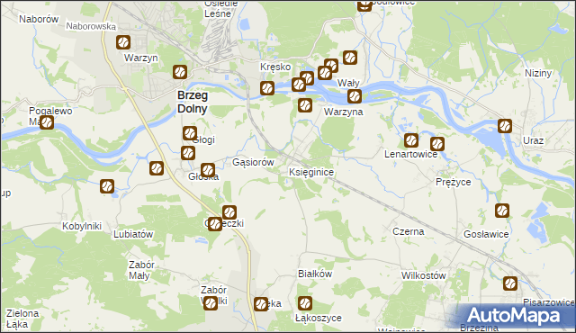 mapa Księginice gmina Miękinia, Księginice gmina Miękinia na mapie Targeo
