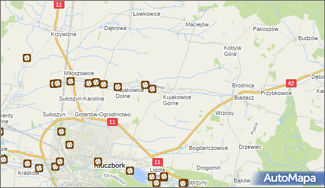 mapa Kujakowice Górne, Kujakowice Górne na mapie Targeo