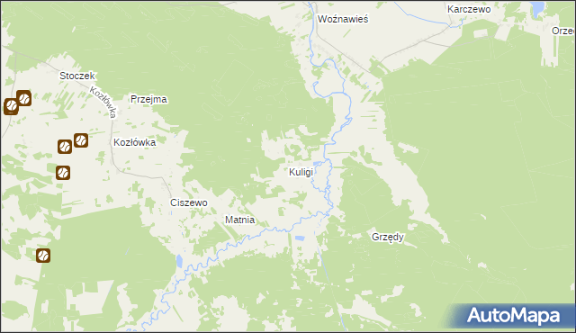mapa Kuligi gmina Rajgród, Kuligi gmina Rajgród na mapie Targeo