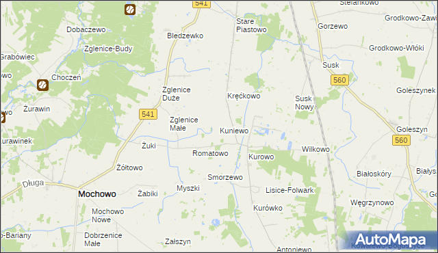 mapa Kuniewo, Kuniewo na mapie Targeo