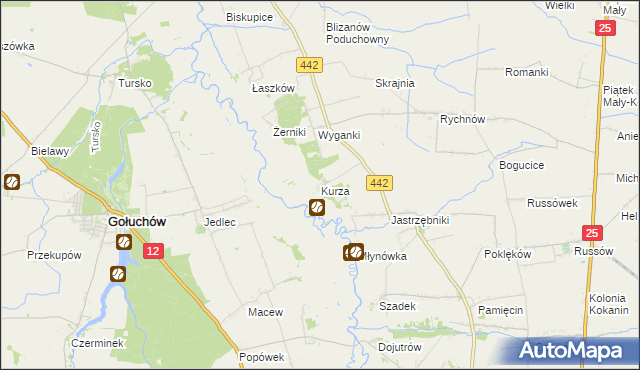 mapa Kurza, Kurza na mapie Targeo